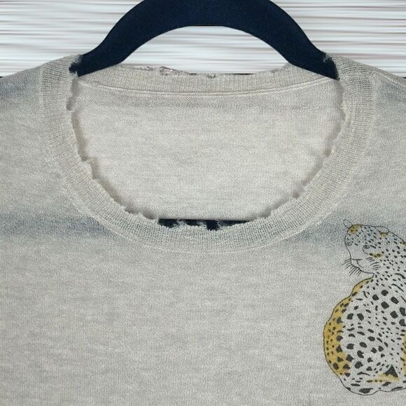 Zadig Voltaire Ferrari World Cashmere Sweater Gray Lightweight Semi Sheer M - Picture 7 of 14